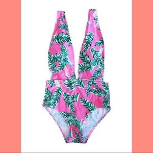 Pink Palm Print Swimsuit